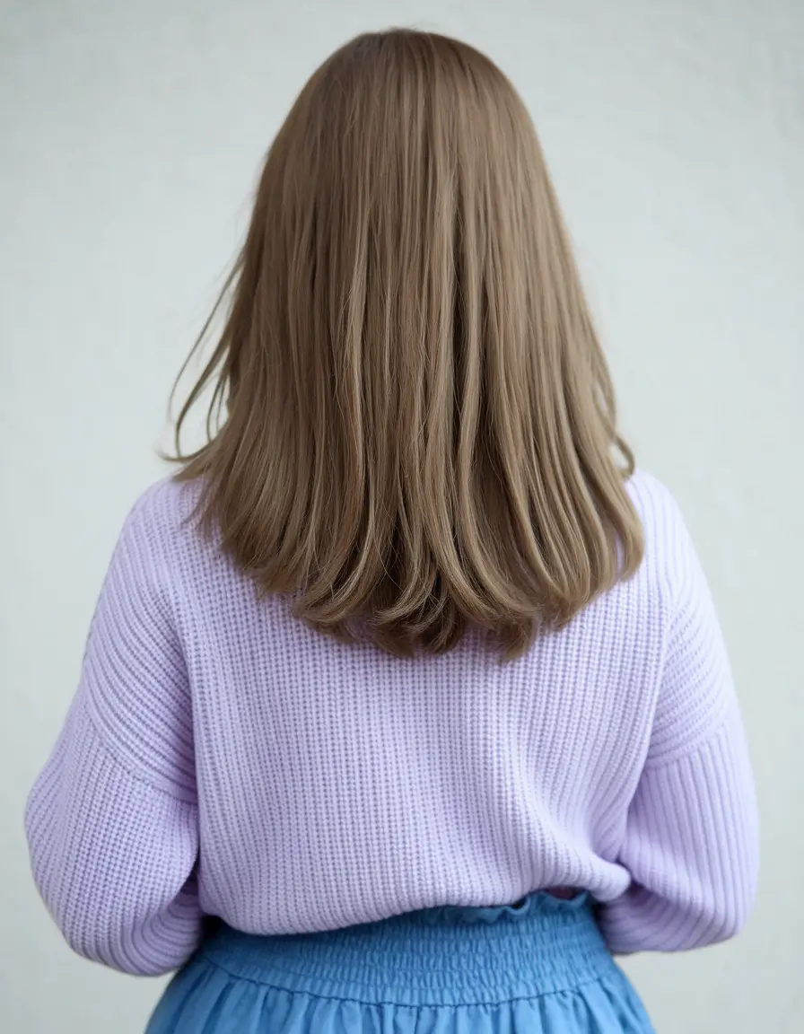 Sleek straight lob with blunt ends