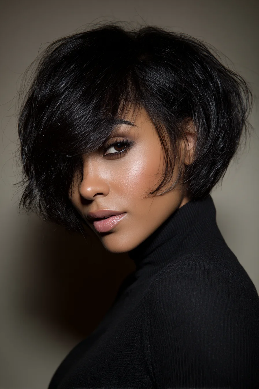 Voluminous layered bob on short hair