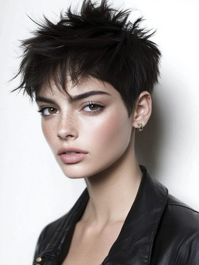 Edgy textured crop with dark hair