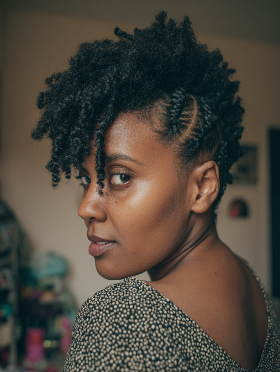 Twisted fauxhawk on natural hair