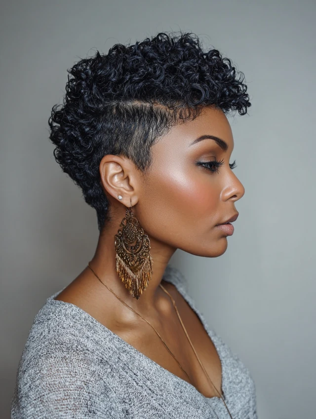 Textured undercut with natural curls