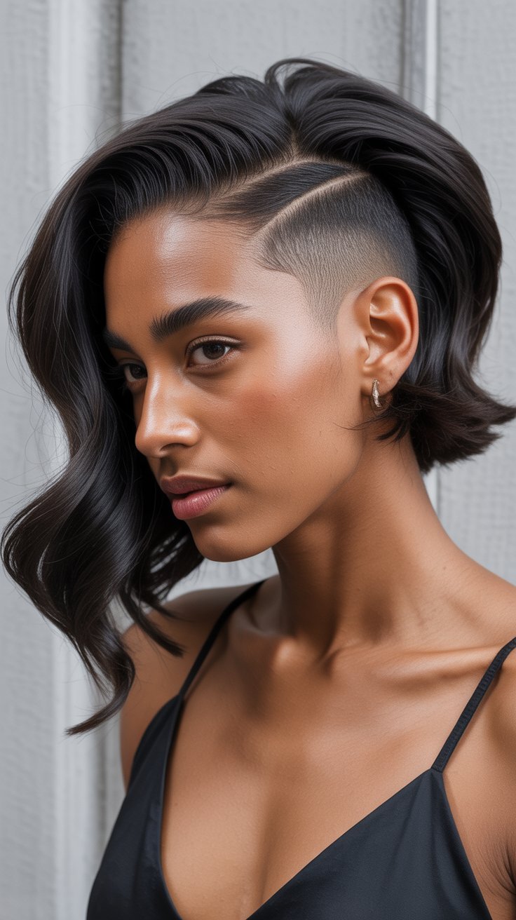 Sleek side-parted bob with undercut
