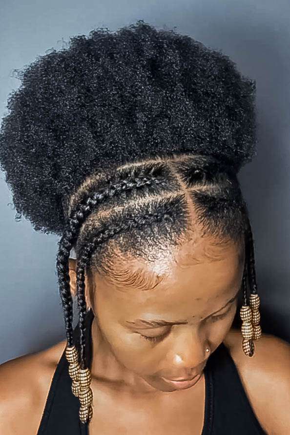 Intricate braided updo on natural hair