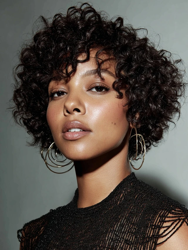Curly bob with volume and defined curls
