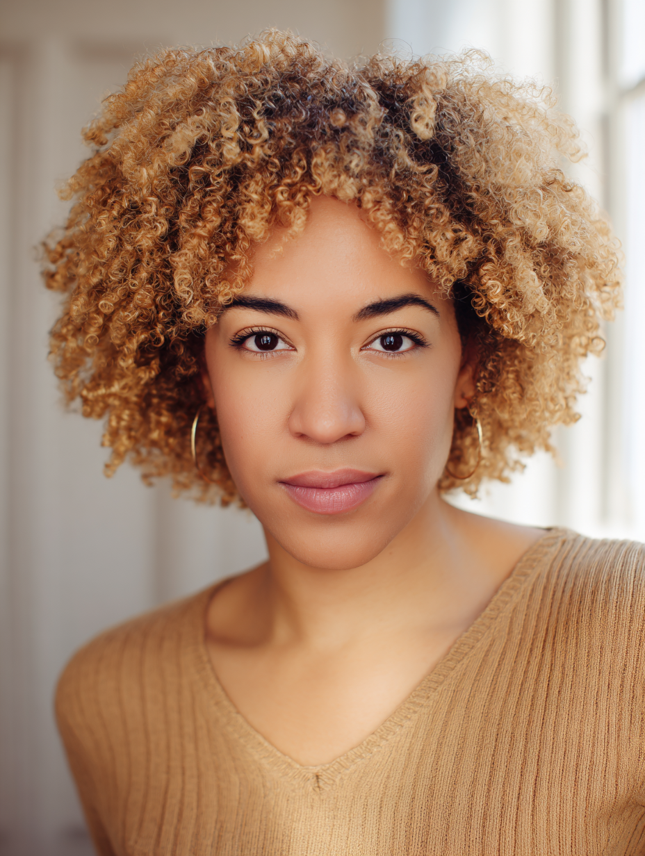 Golden curly bob with defined texture