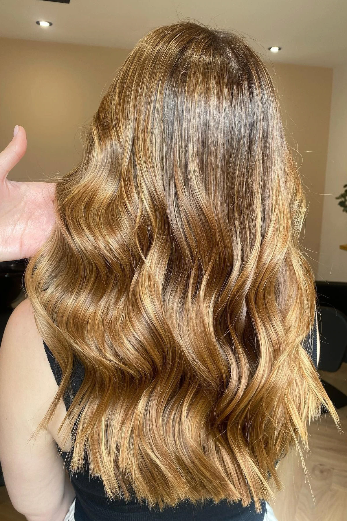 Golden honey waves with radiant shine