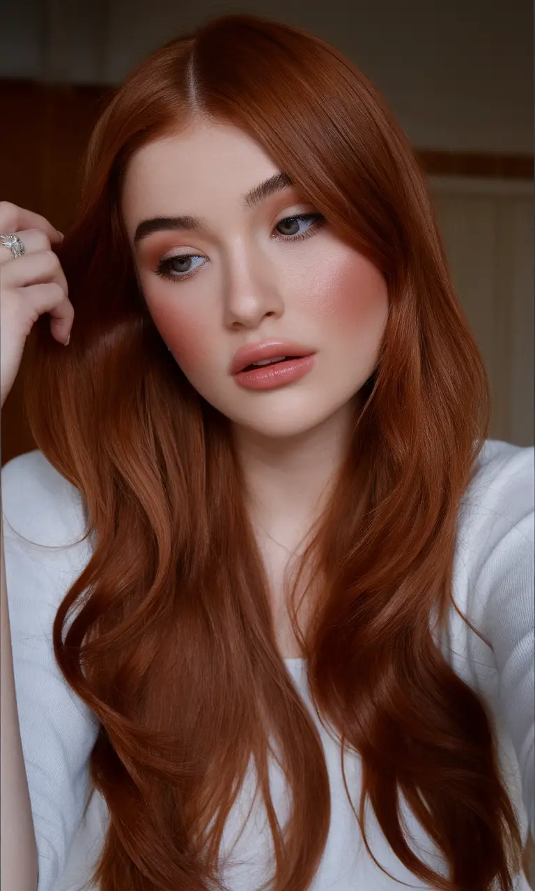 Copper honey elegance with soft waves