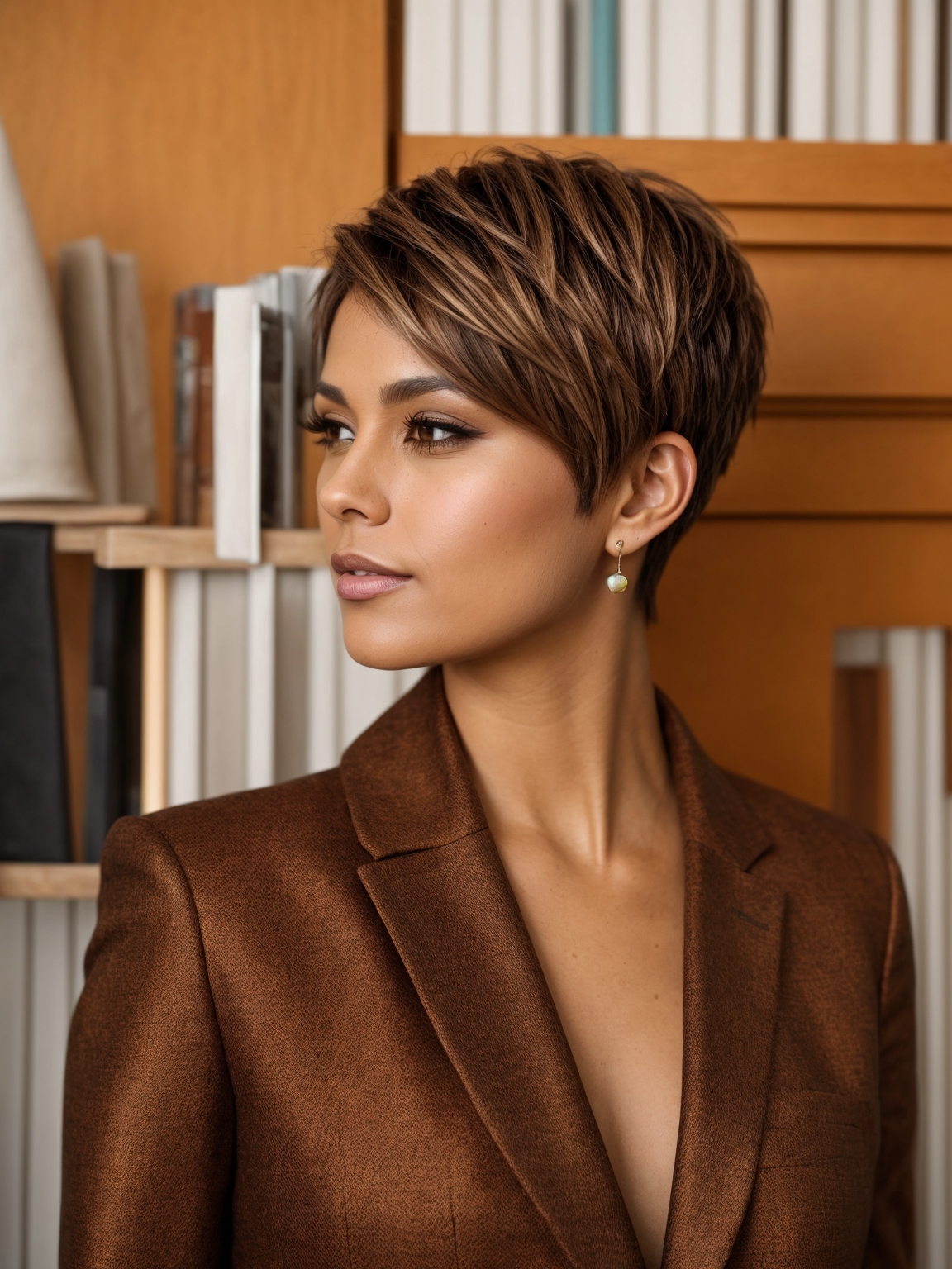 Edgy honey pixie with textured layers