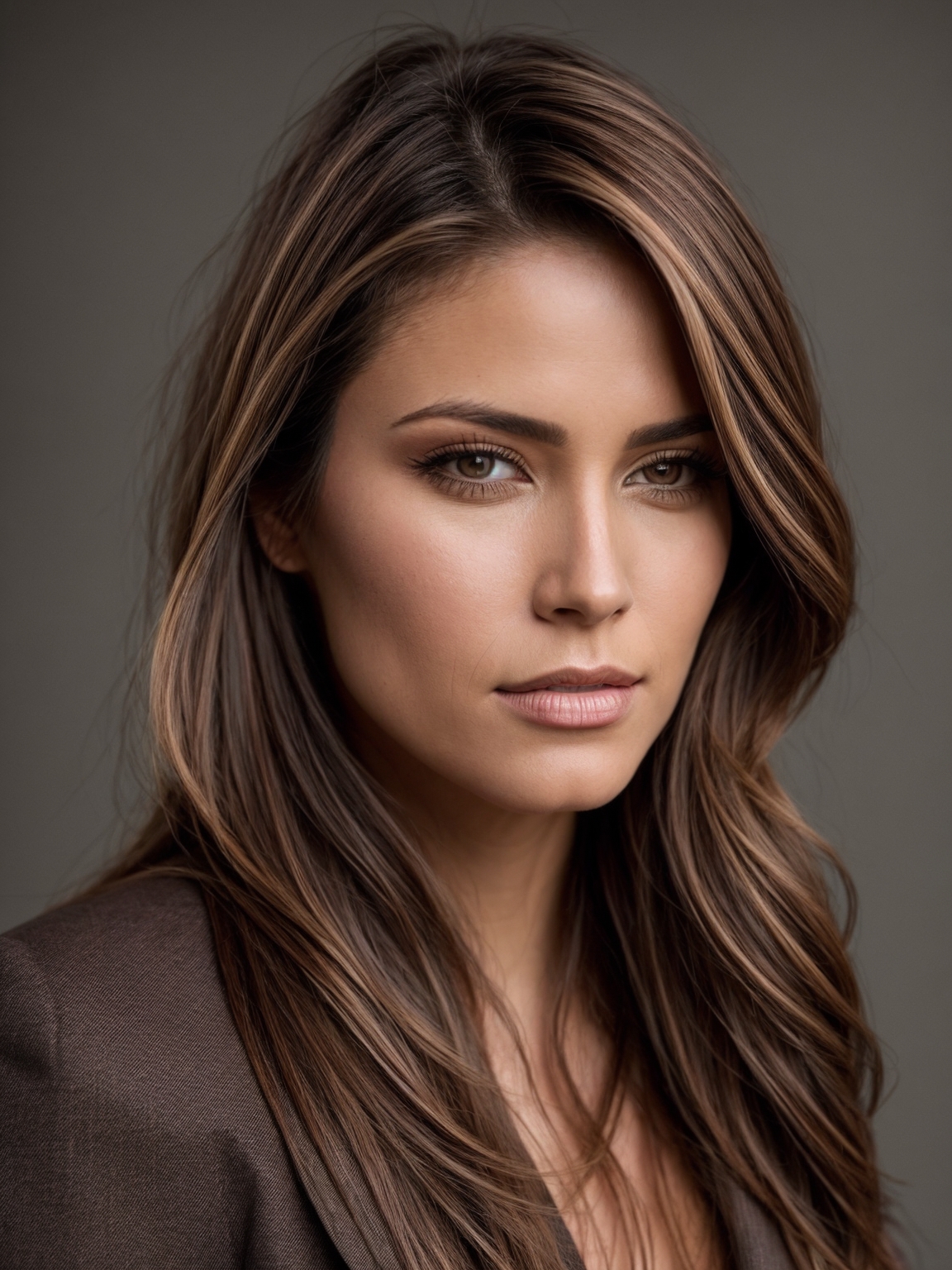 Layered honey brown elegance with natural layers