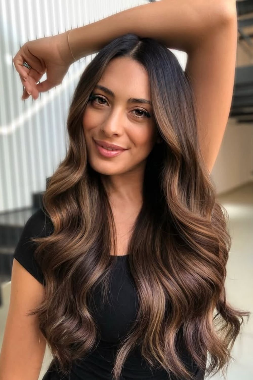 Rich honey brown waves with defined curls