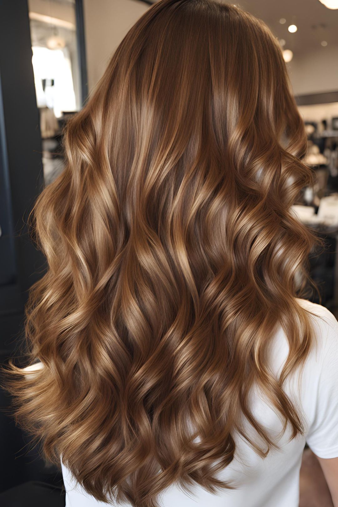 Glossy honey brown curls with vibrant texture