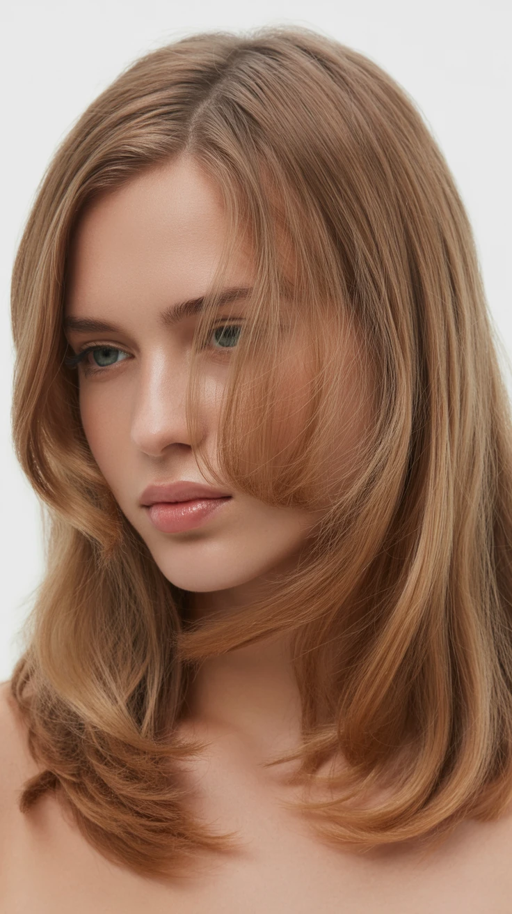 Light brown hair with face-framing layers