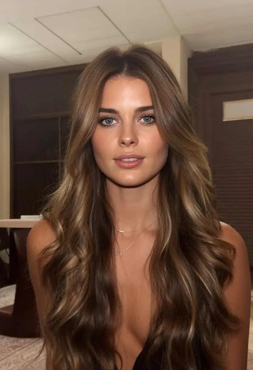 Rich brunette natural curls in light brown hair