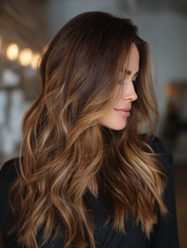 Waves with subtle highlights in light brown hair