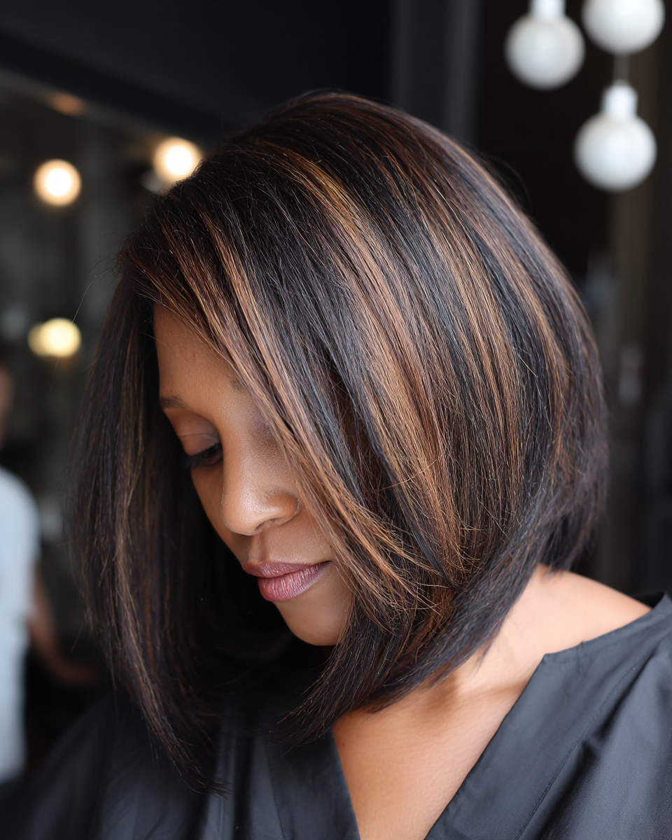 Sleek bob with subtle highlights