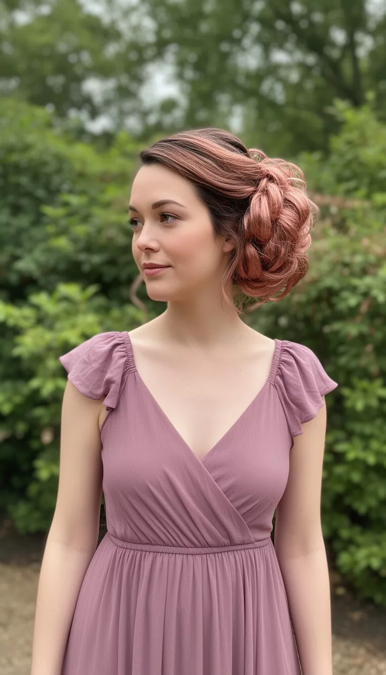 Romantic updo with rose gold hues