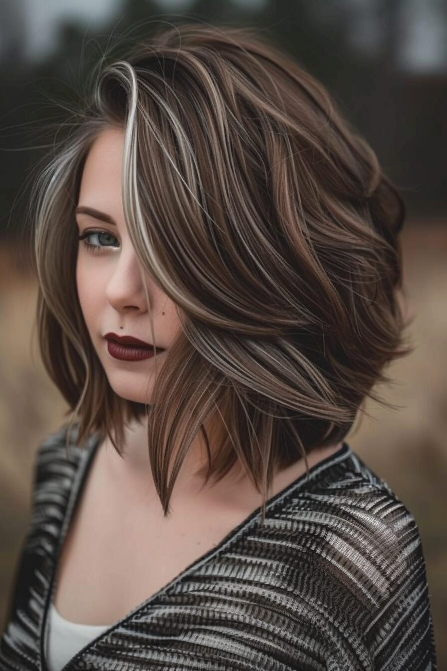 Chic textured lob with highlights