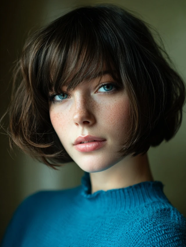 Soft textured bob with bangs