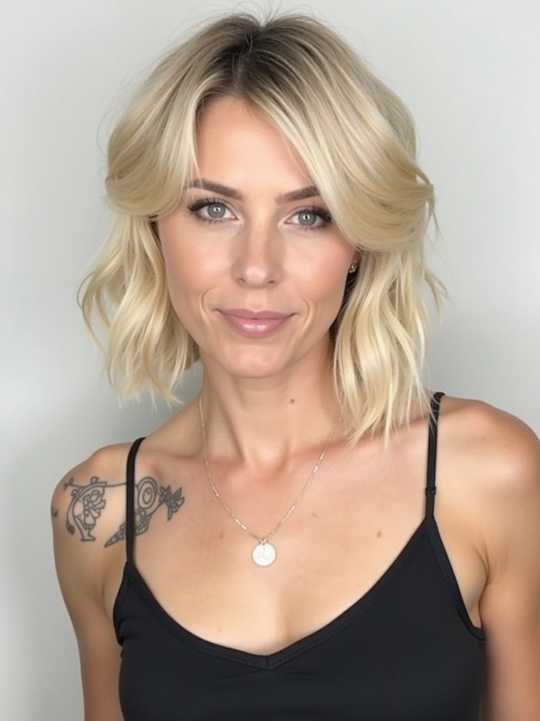 Classic blonde lob hairstyle