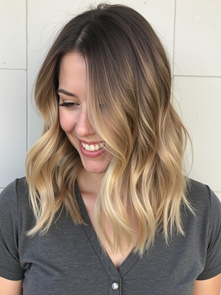Blonde ombre lob with soft layers