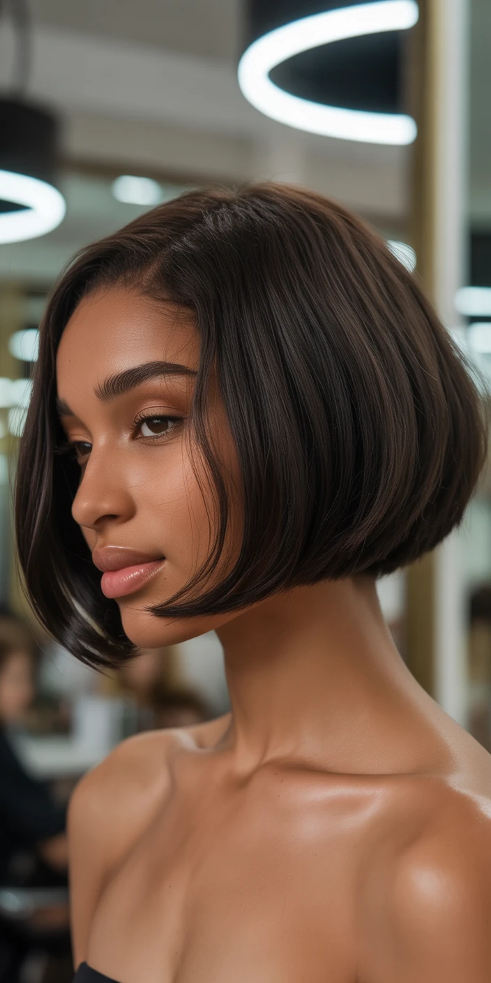 Elegant rounded bob sleek finish