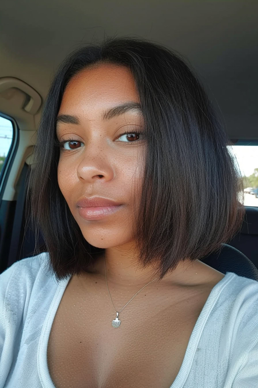 Natural sleek bob with smooth texture