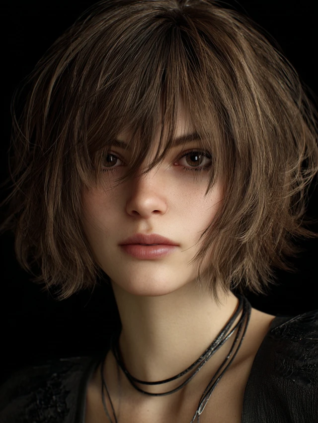 Shaggy textured bob with layers