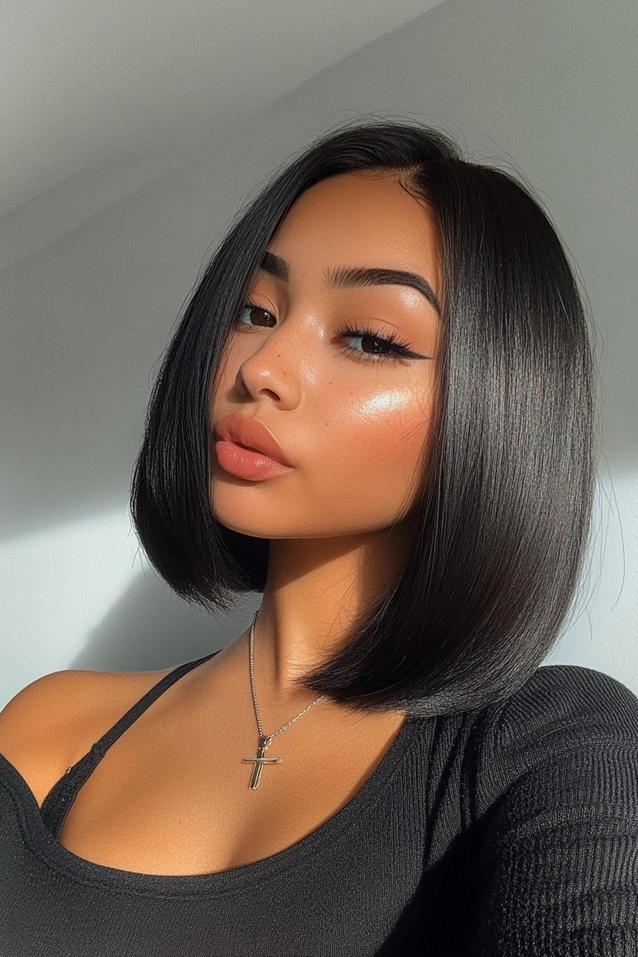 Glossy classic bob with sleek finish