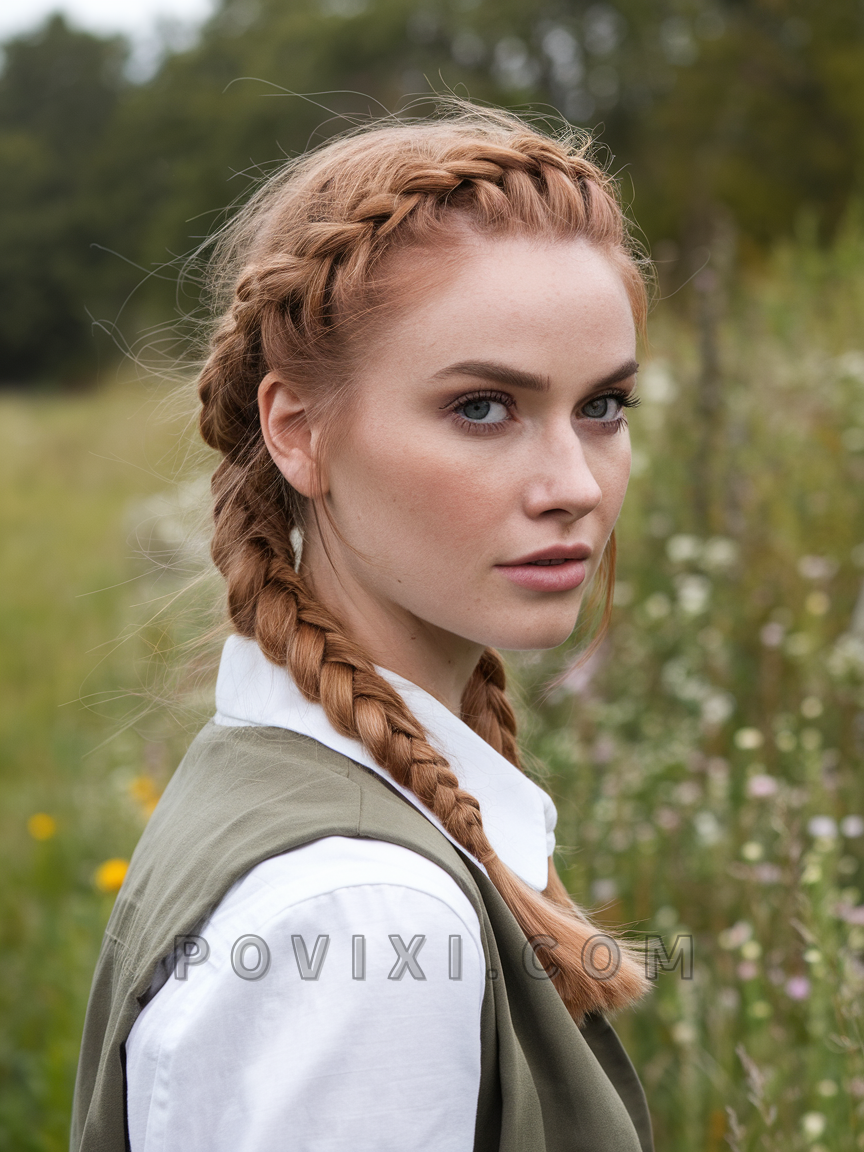 Elegant braided pigtails with natural texture