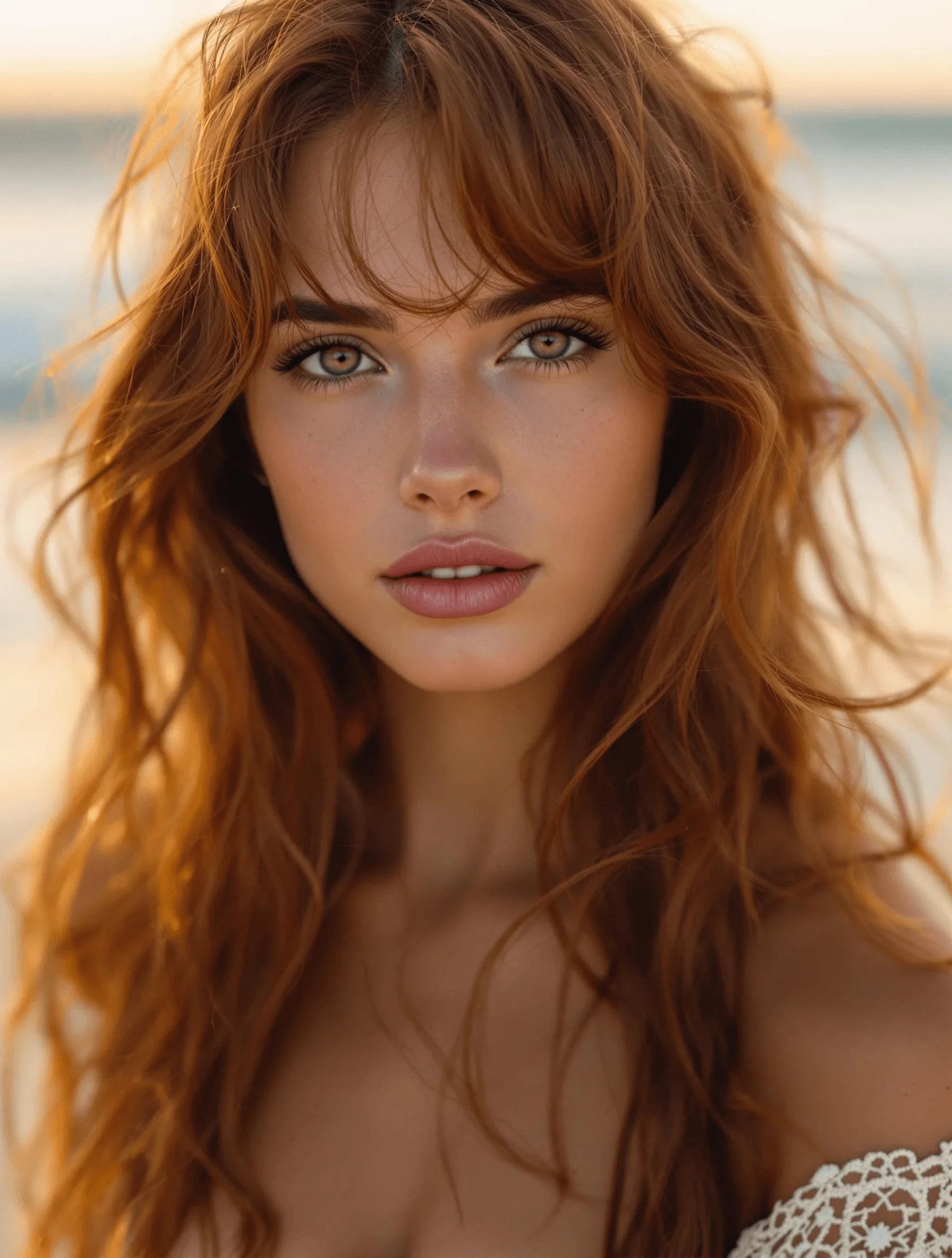 Effortless auburn waves with a natural finish