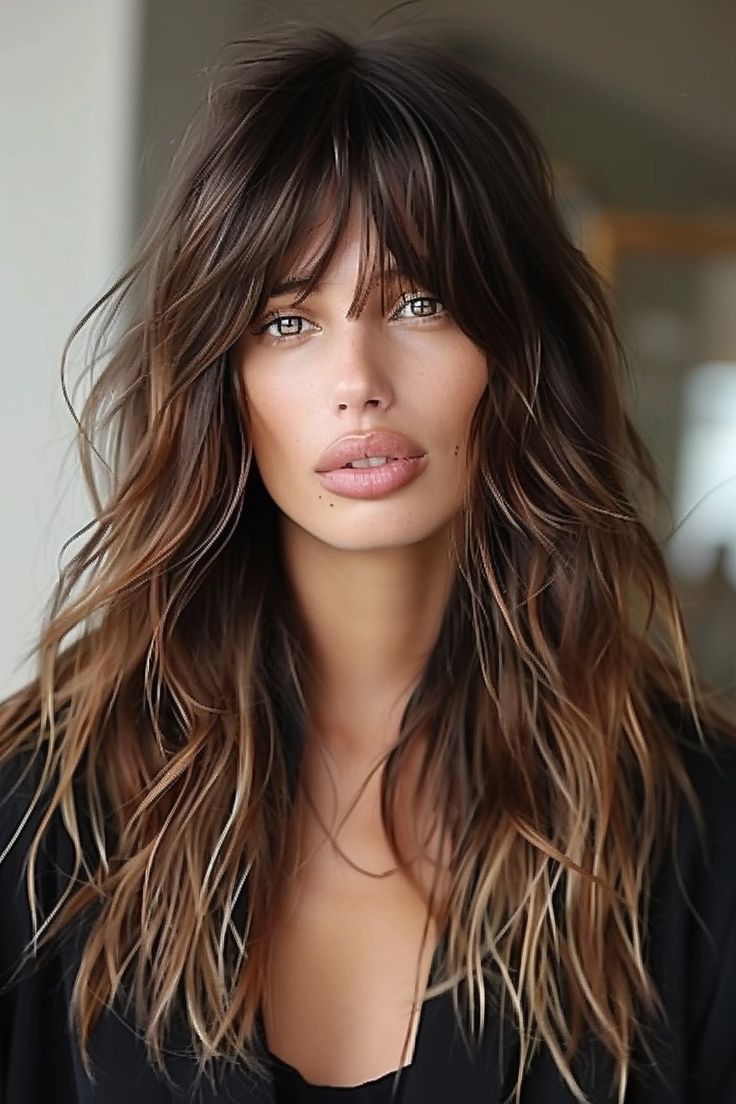 Textured shag with bangs and layers