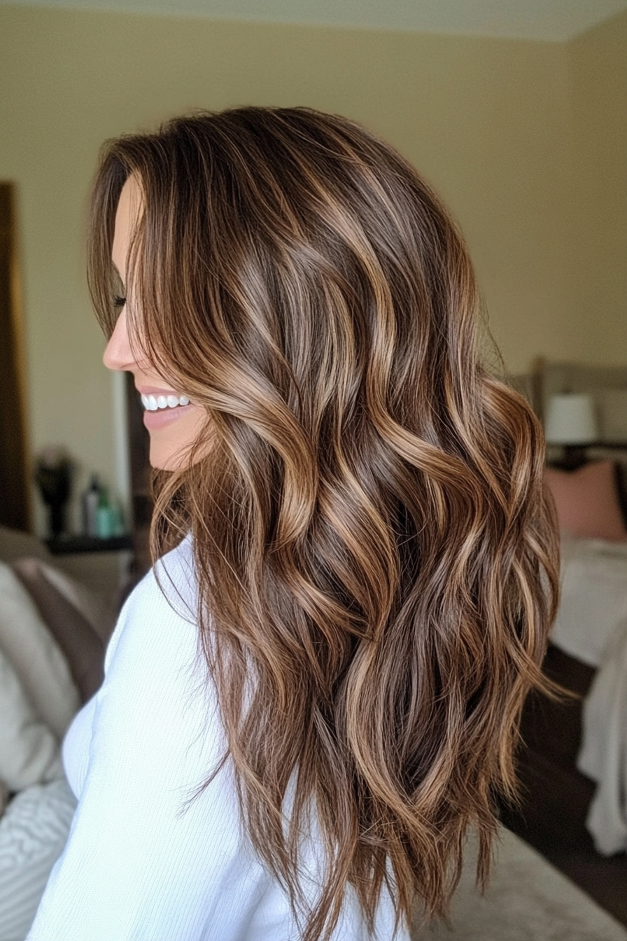 Glossy brunette waves with soft shine