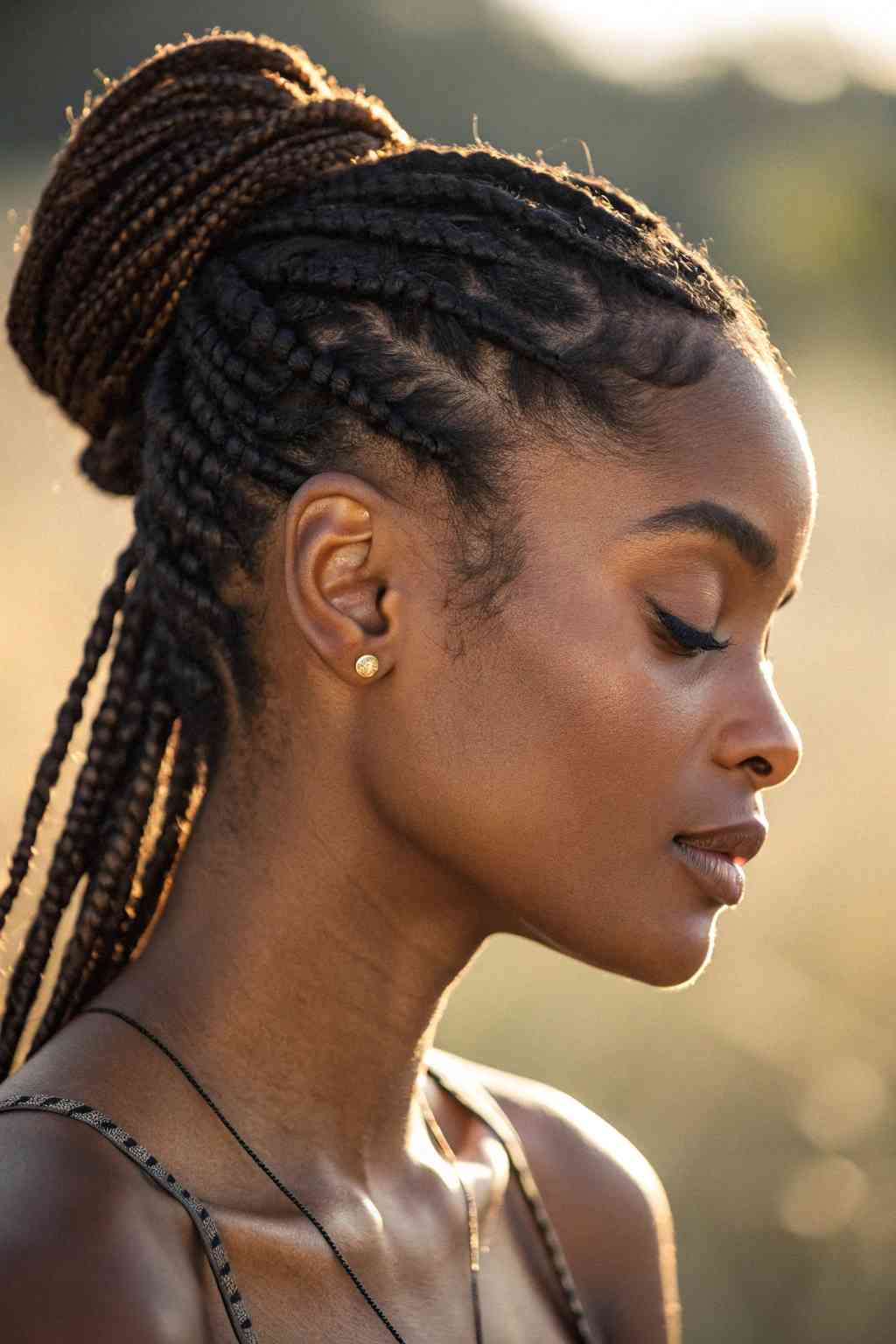 Braided bun with intricate texture