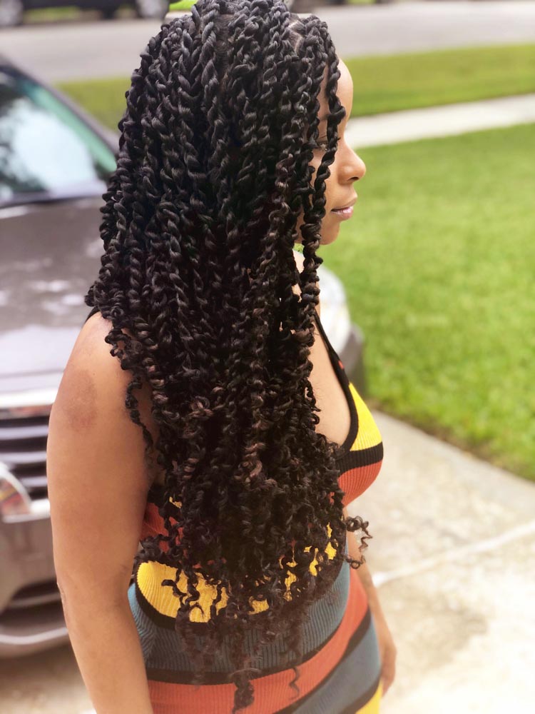 Long Senegalese twists with texture
