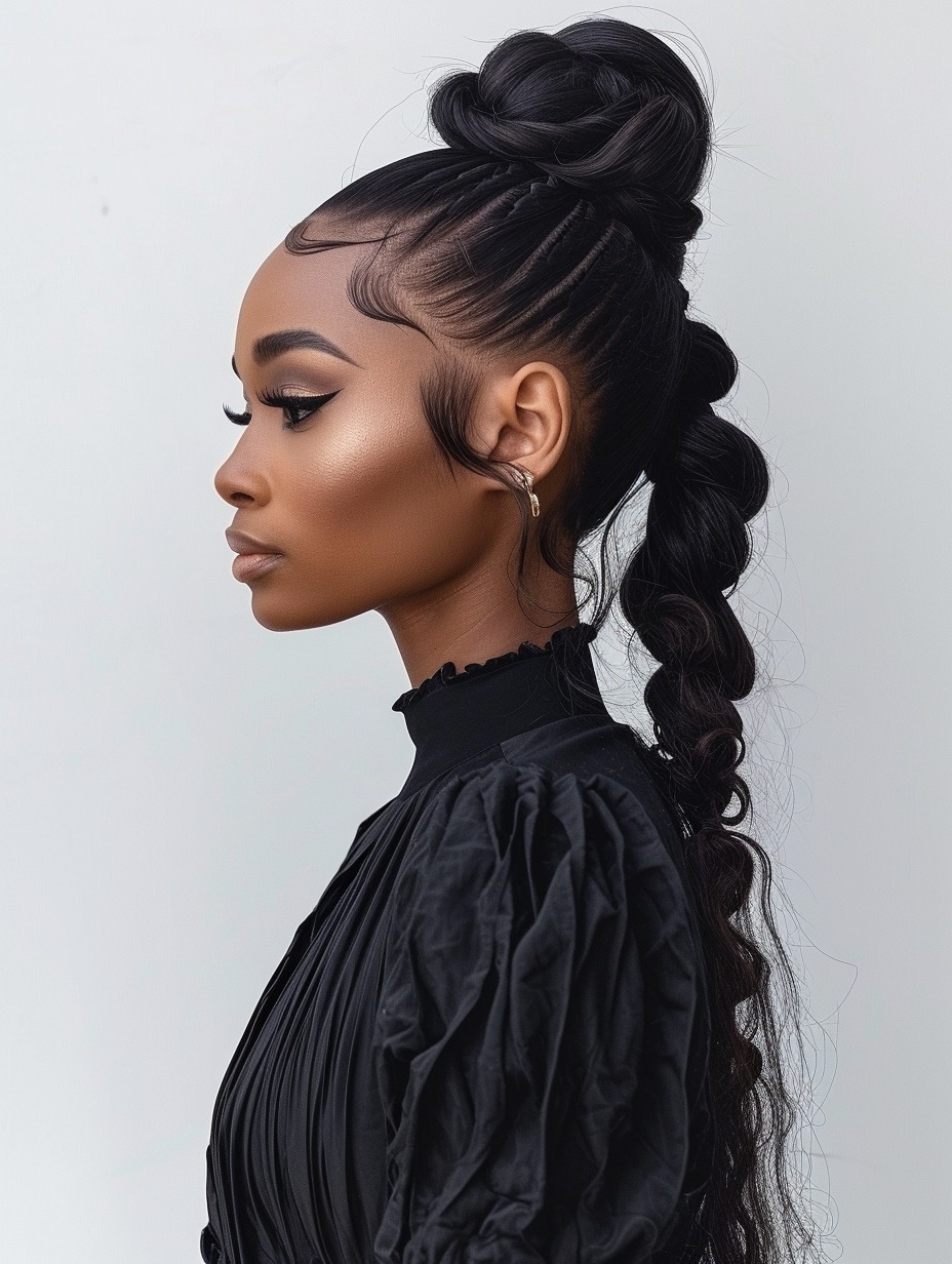 Sleek braided ponytail with texture