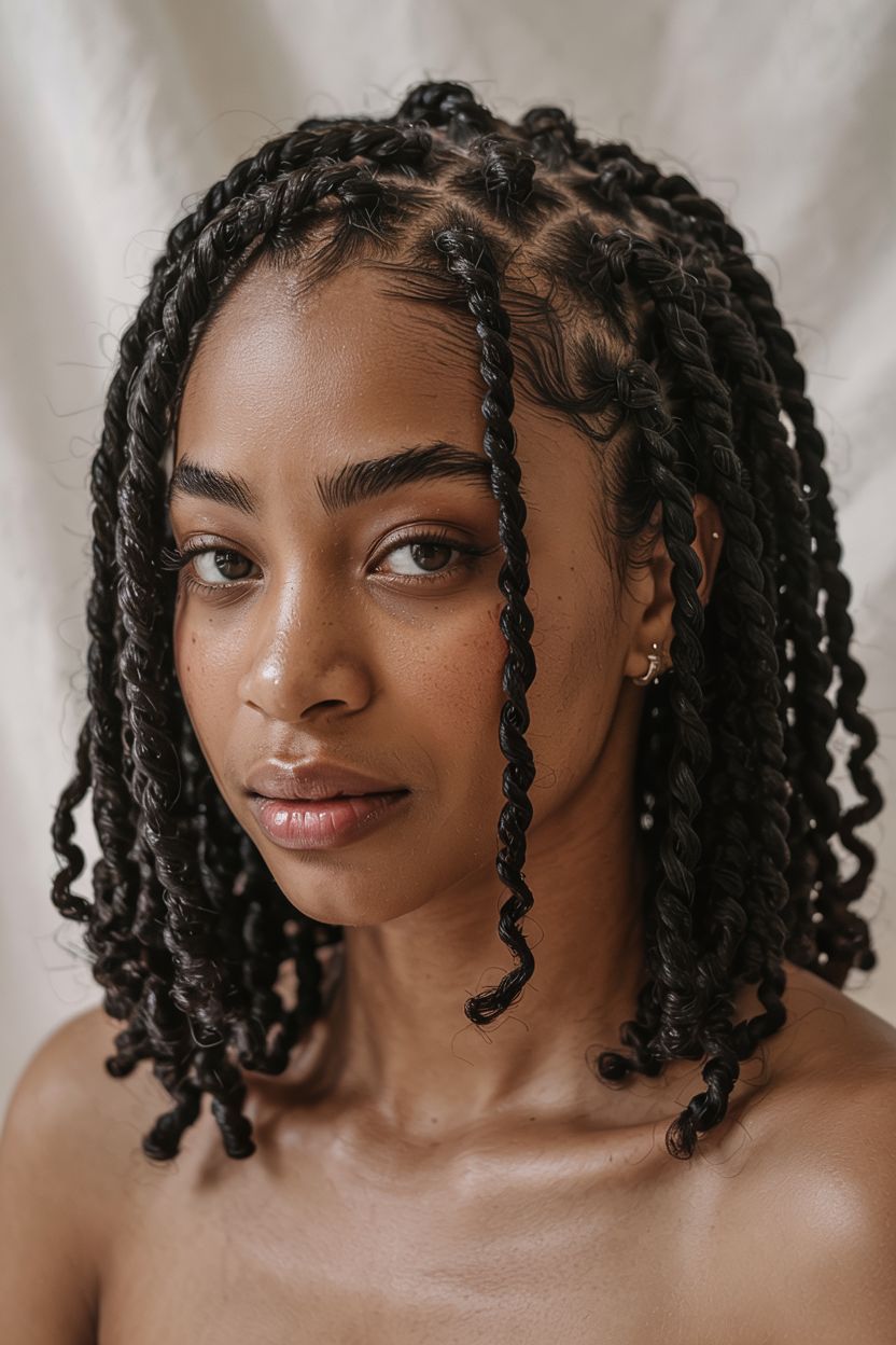 Twist out bob with defined curls