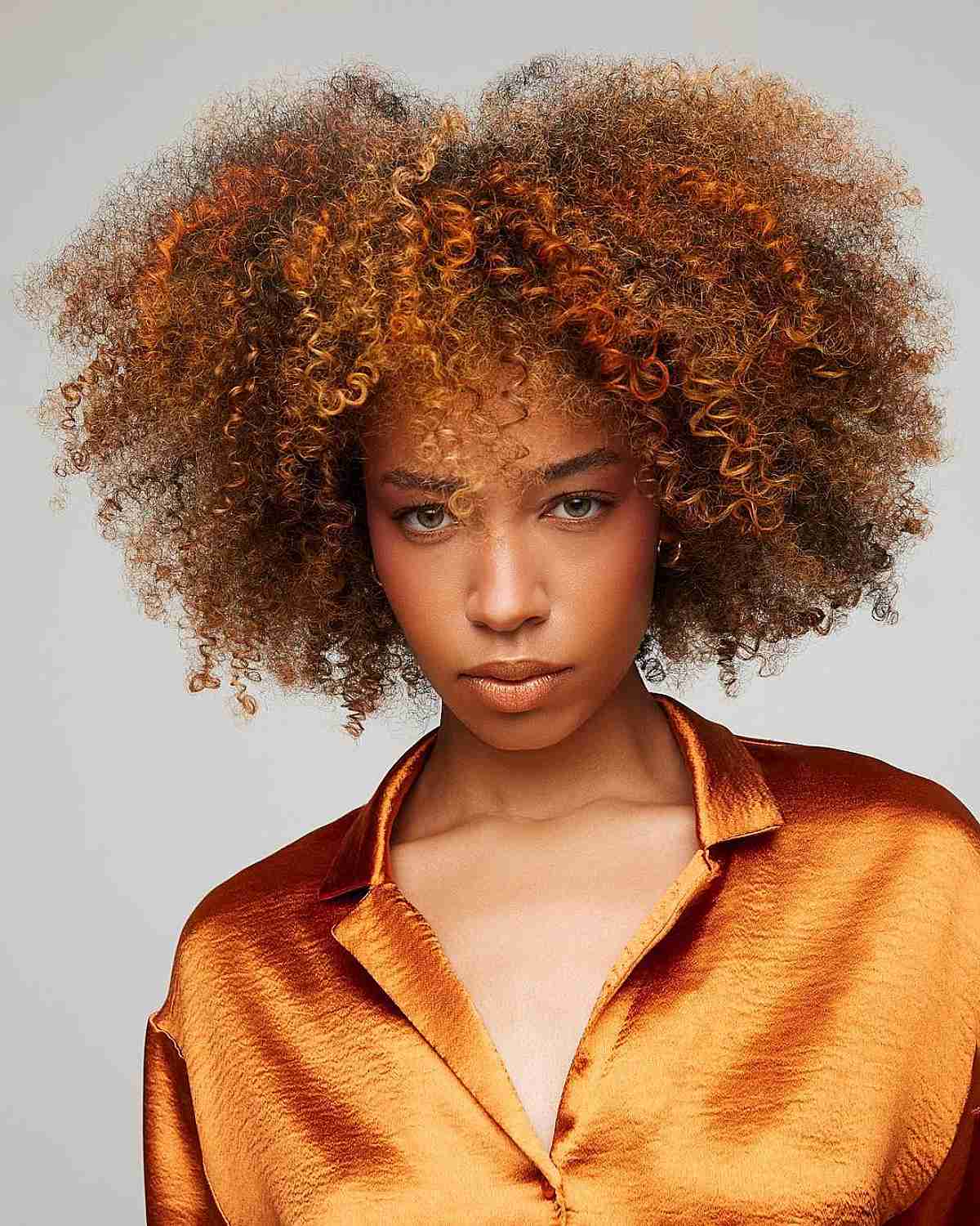 Curly fro with vibrant highlights