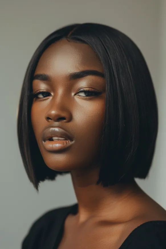 Glossy sleek bob with sharp lines