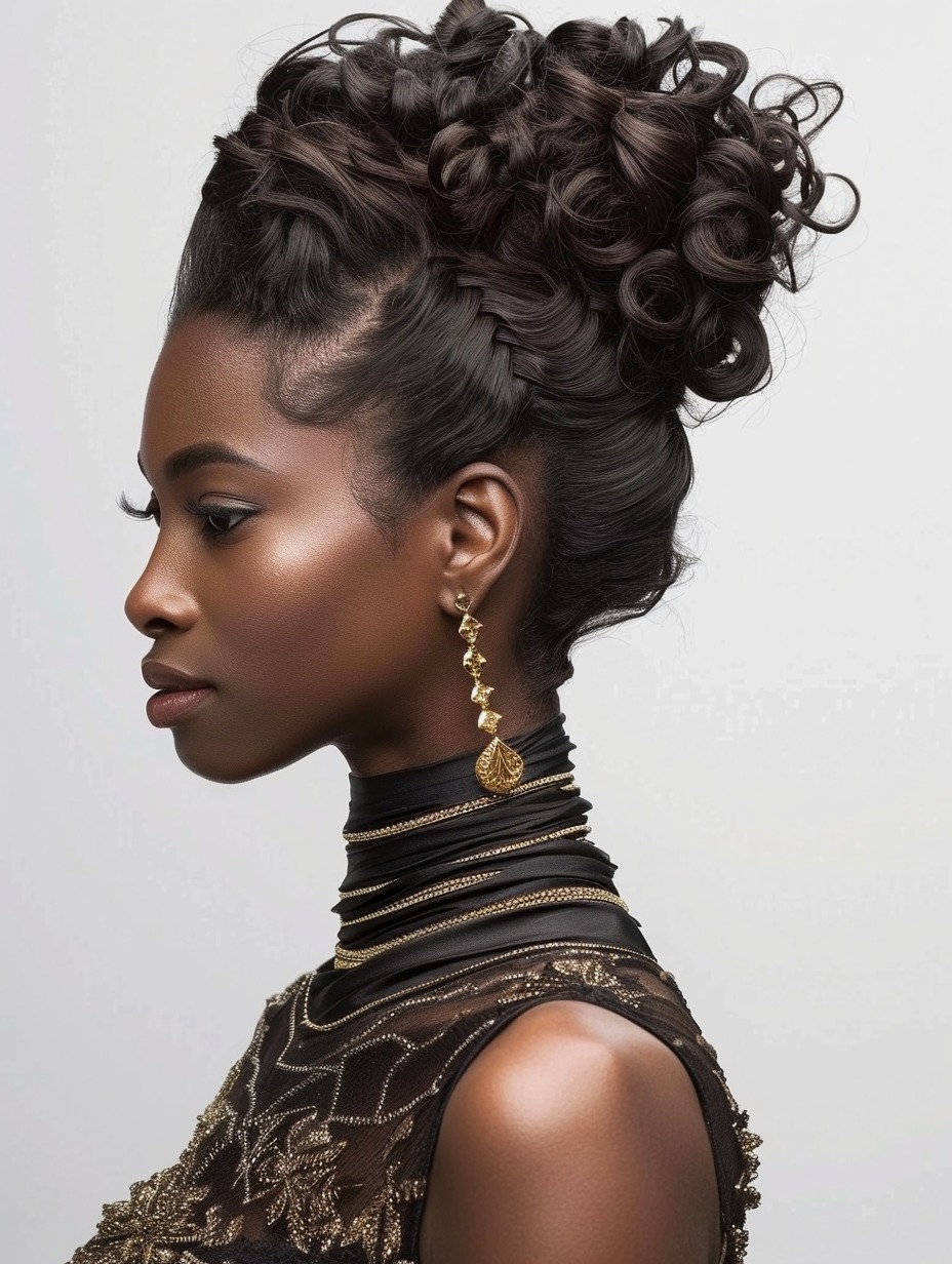 Intricate updo with twists and volume