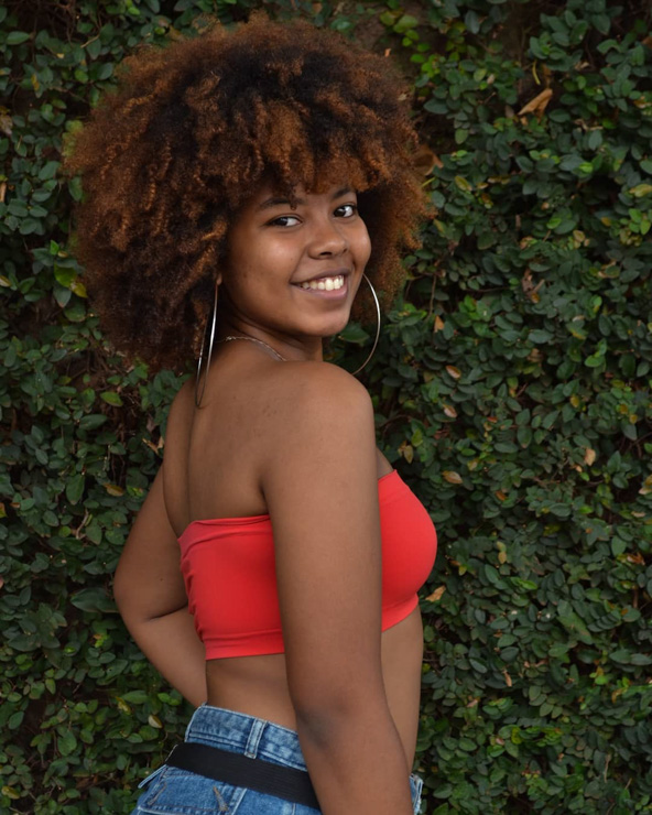 Auburn afro with bold volume