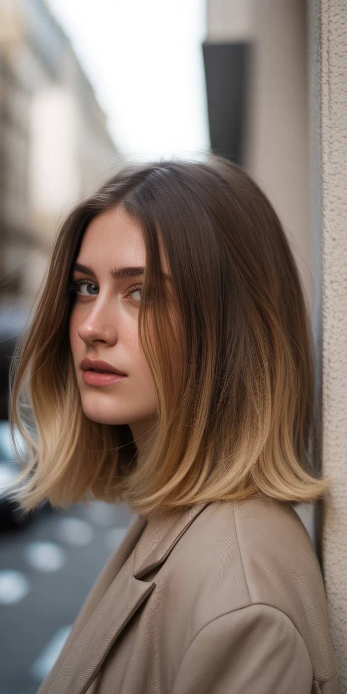 Effortless blonde ombre bob with soft layers
