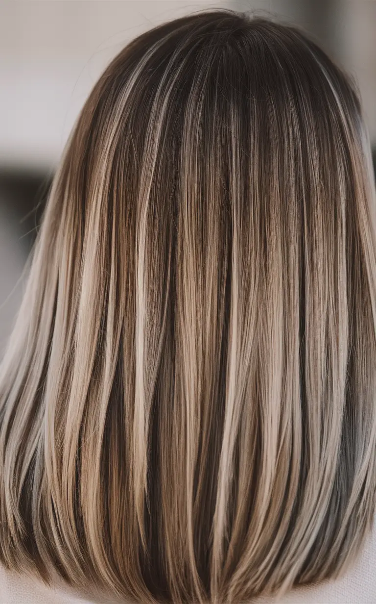 Sleek ash blonde ombre on straight hair