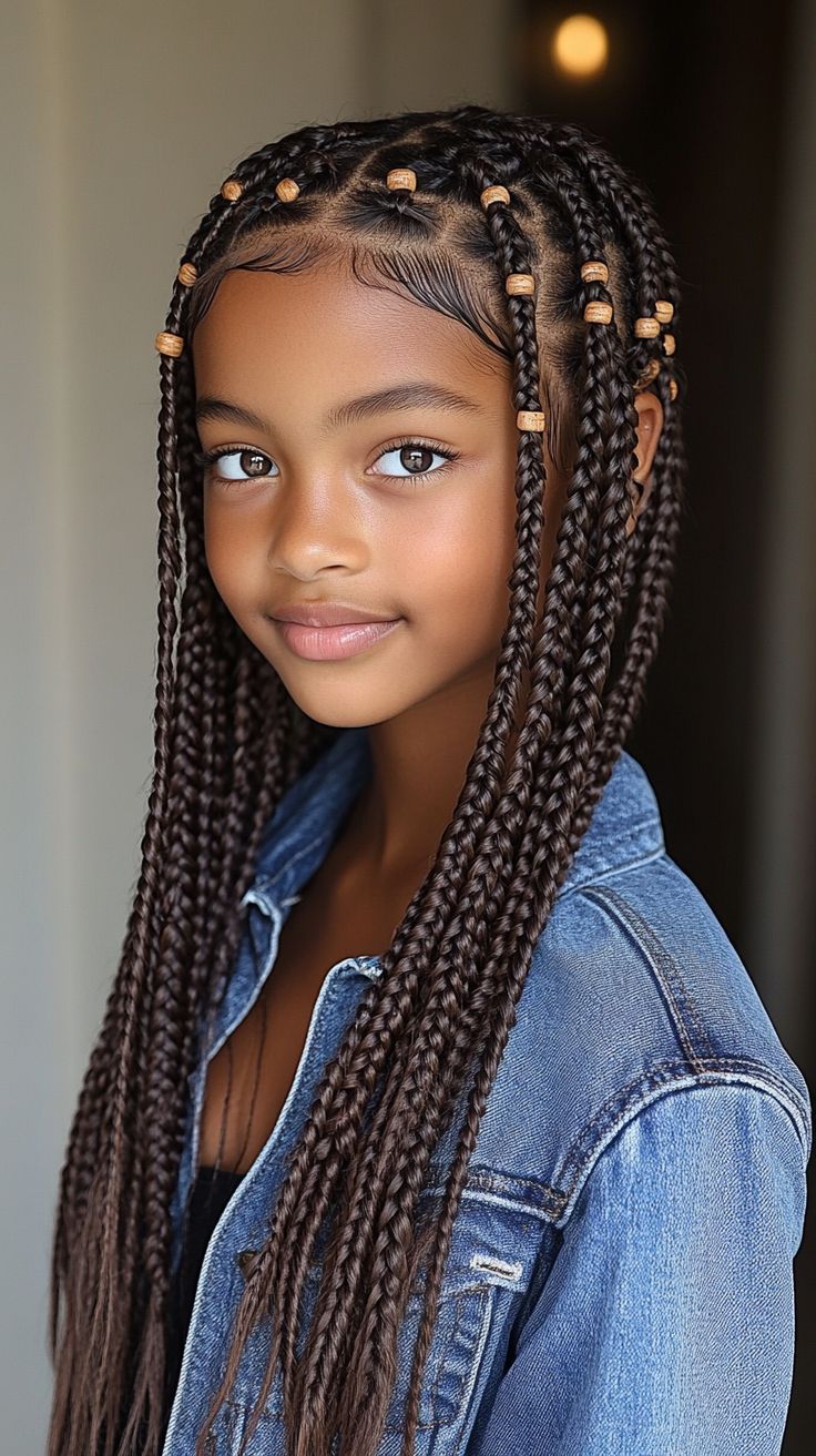 Beaded box braids for a playful look