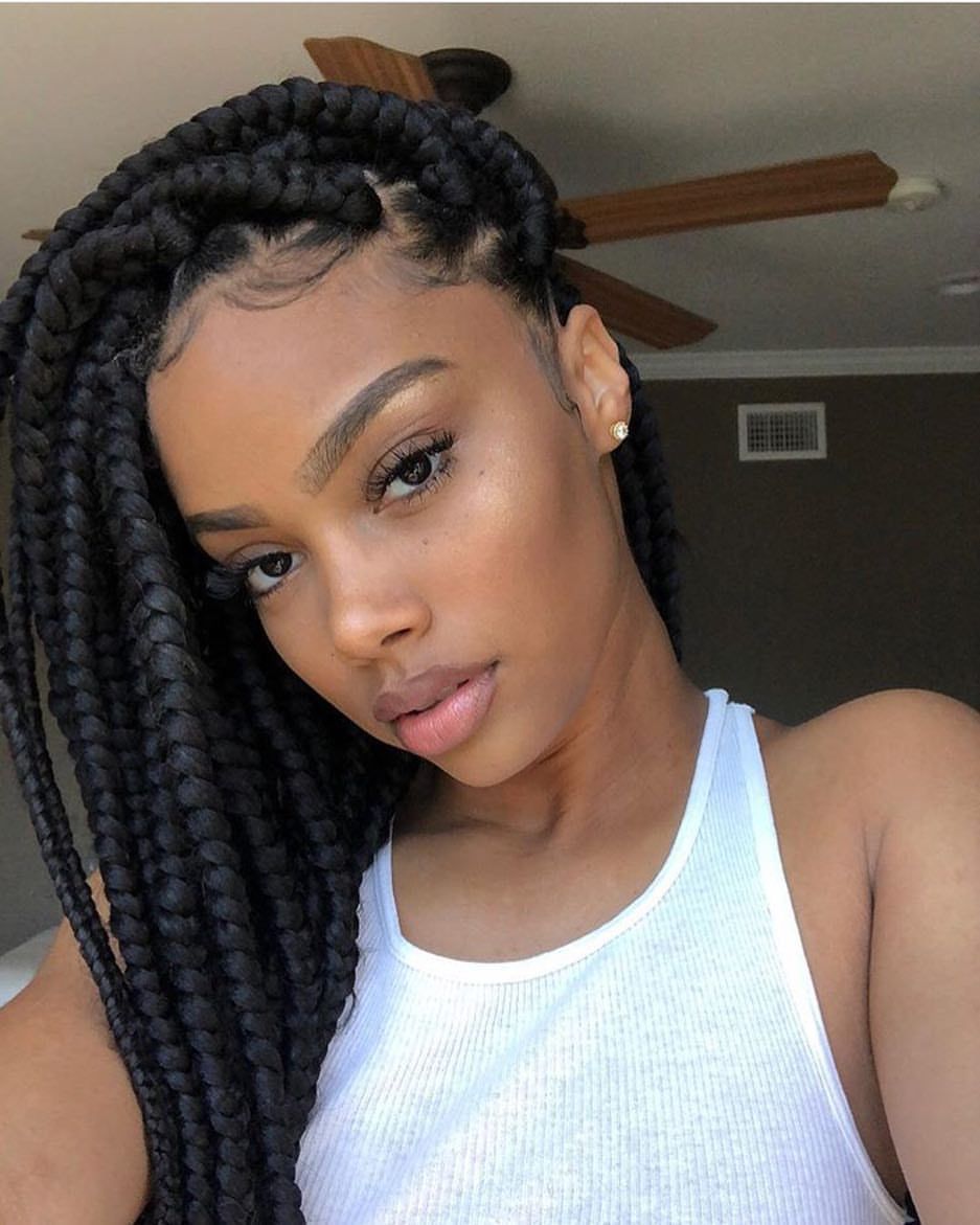 Chunky box braids with bold texture