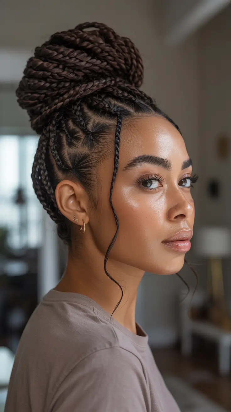 High braided bun with intricate details