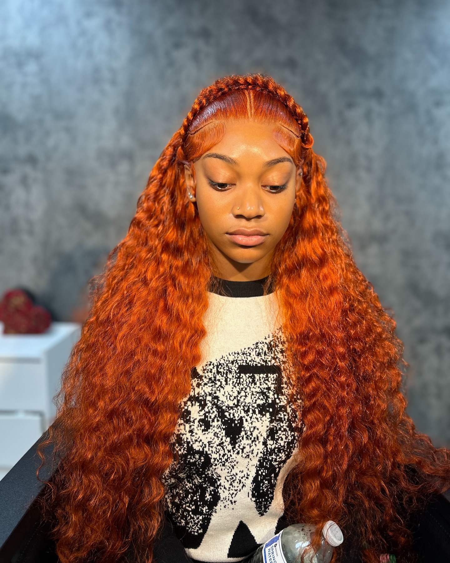 Fiery copper curls with vibrant color