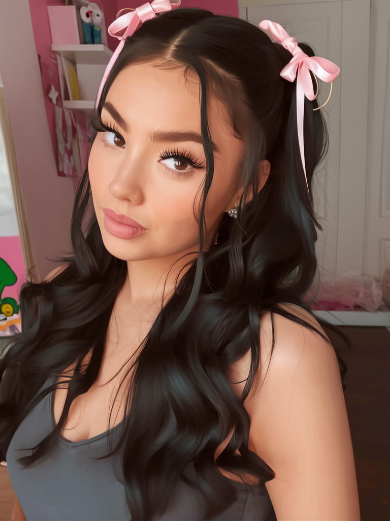 Romantic ribbon waves with soft curls