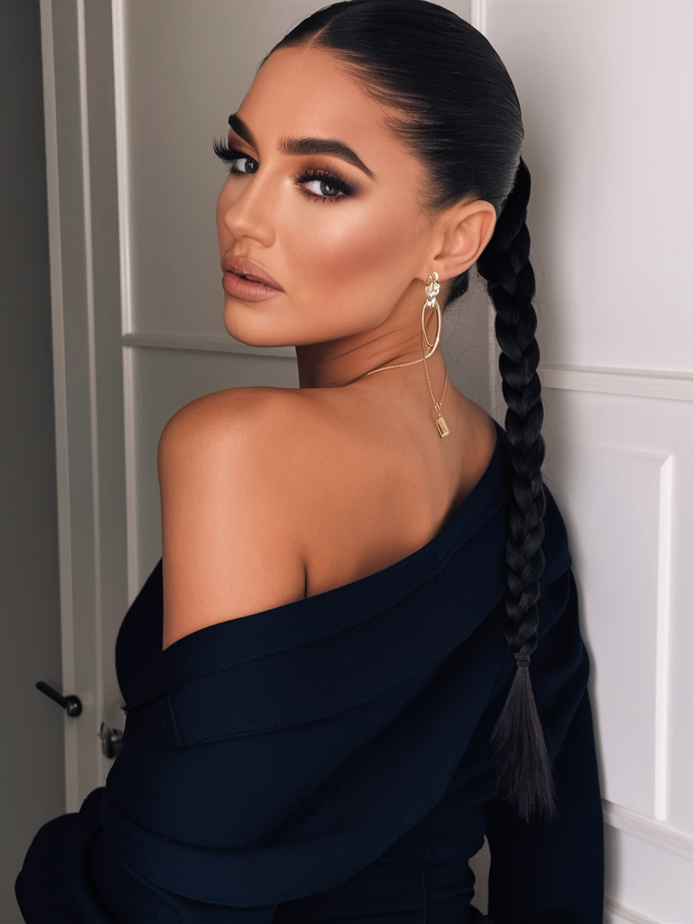 Sleek braided elegance with long braid