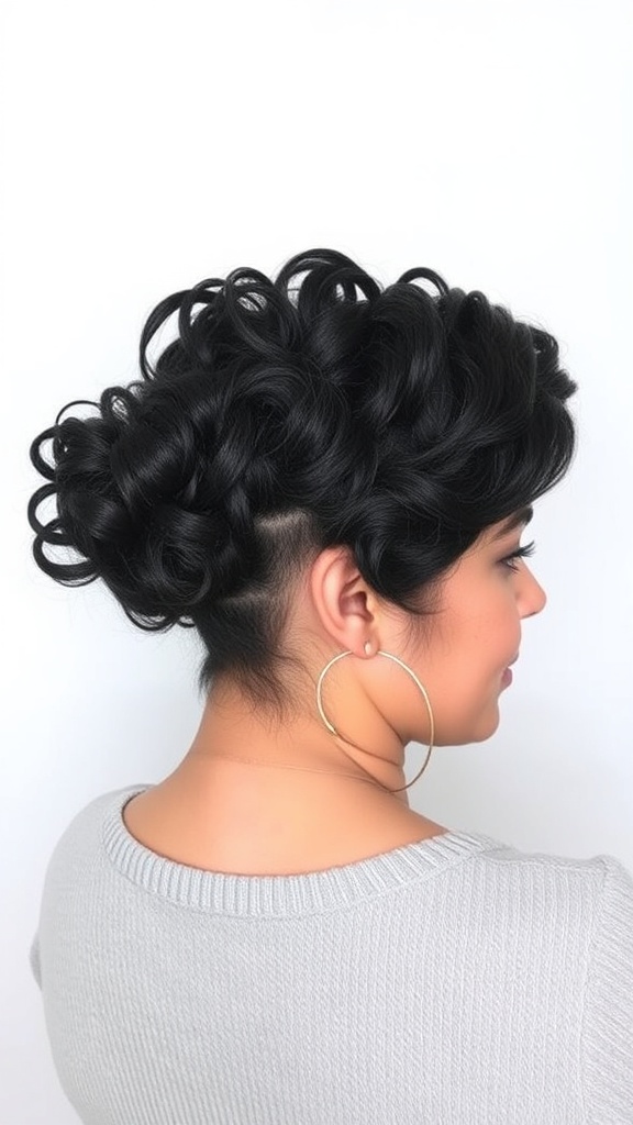 Curled updo with volume and texture