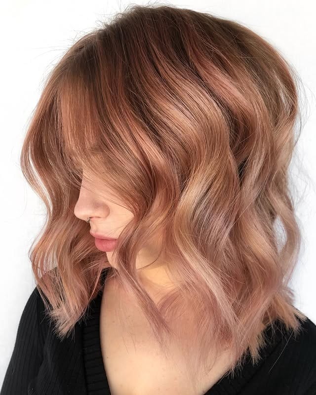 Effortless rose gold bob with texture